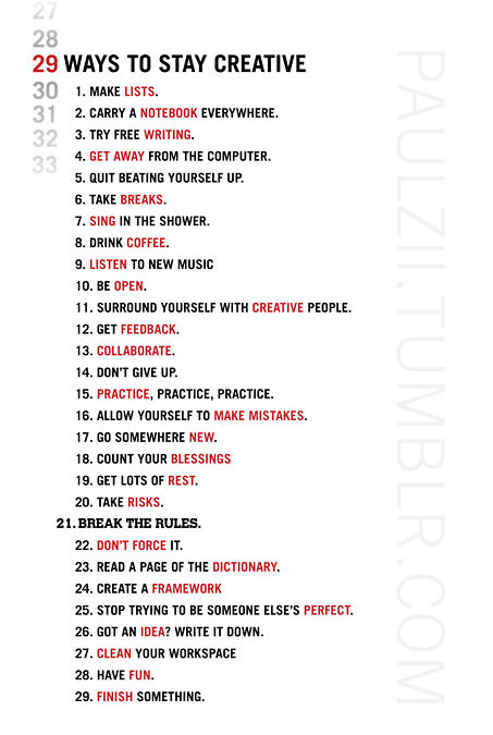 29 Ways to Stay Creative (+ a few more)