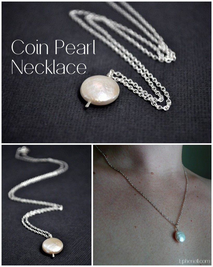 Single White Coin Pearl Necklace by Epheriell