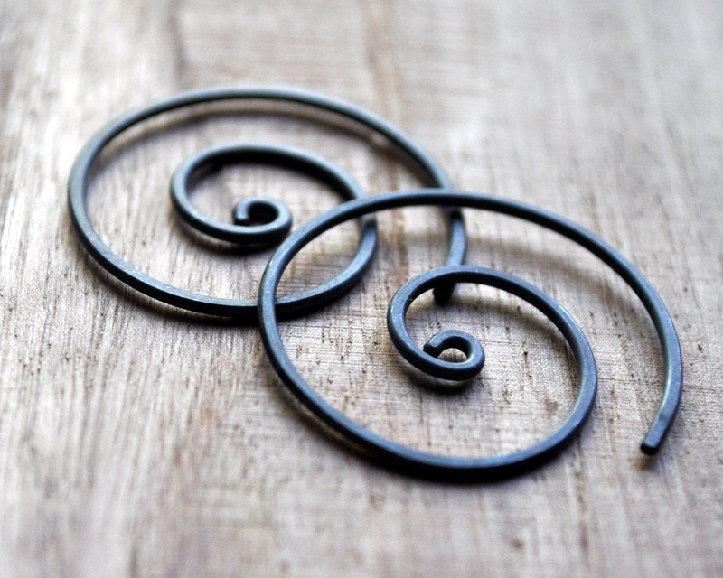 Spiral Oxidised Urban Eco Earrings (6)