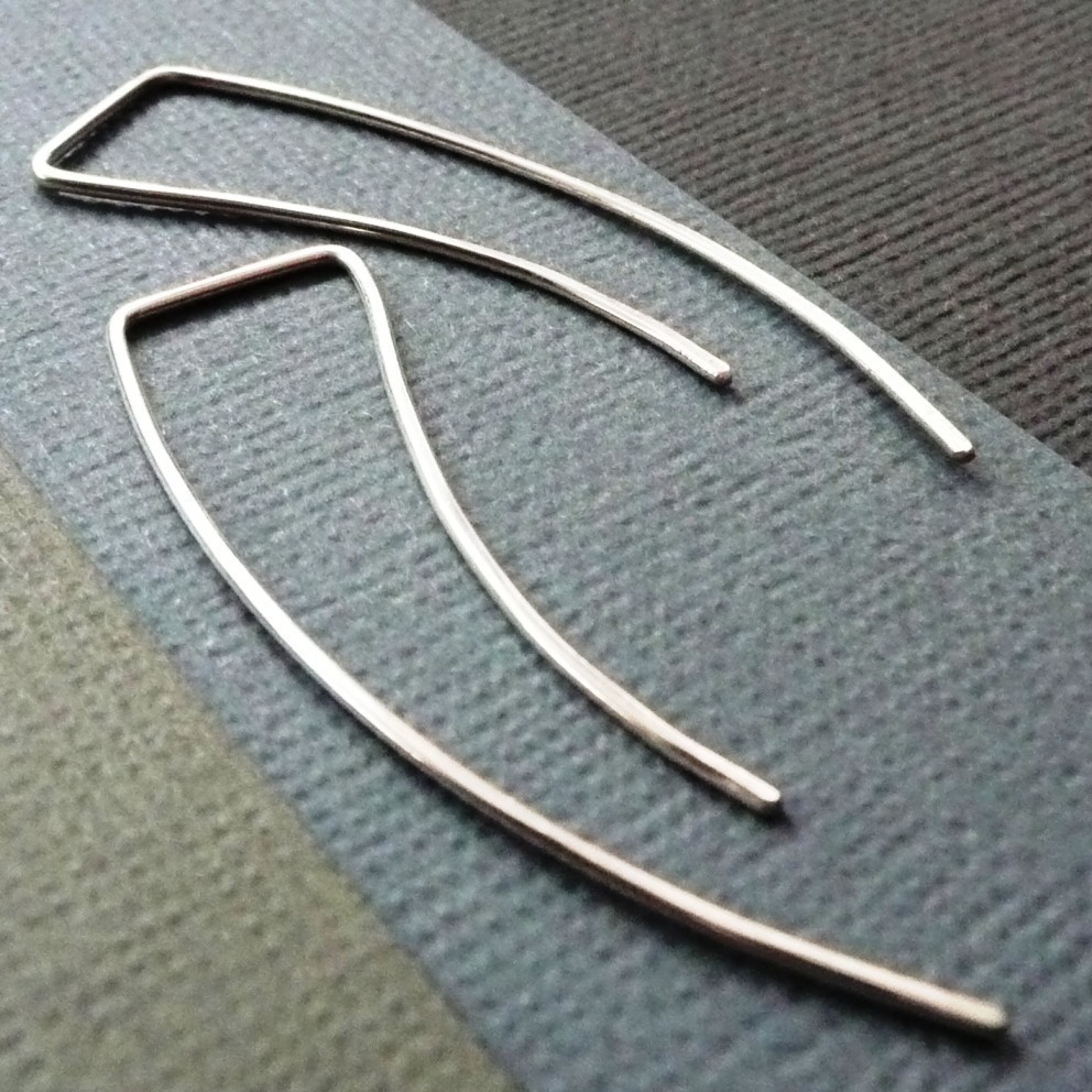 streamlined earrings handmade from recycled sterling silver