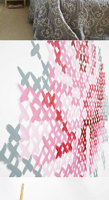Today I Like {14/5/12} Cross-Stitch Pained Wall by Eline Pellinkhof