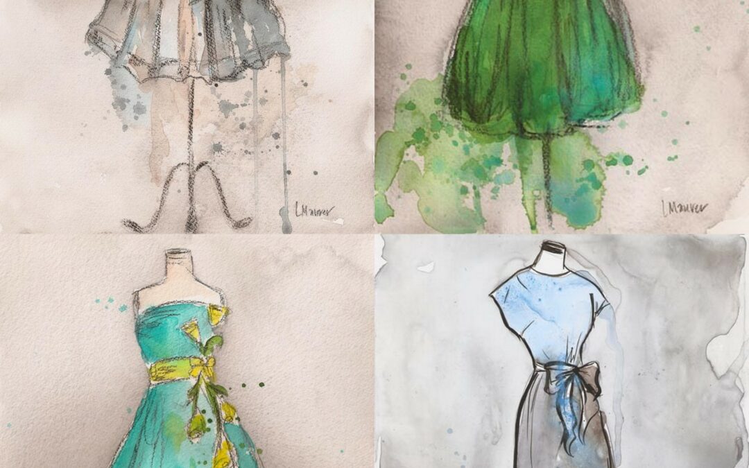 Art ~ Lauren Maurer ~ Watercolour Vintage Dresses!