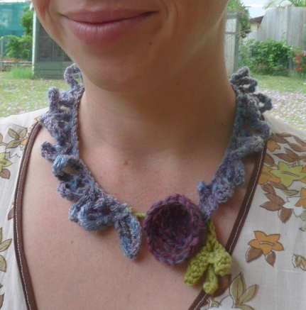 Blossoms Crocheted Necklace – Lilac